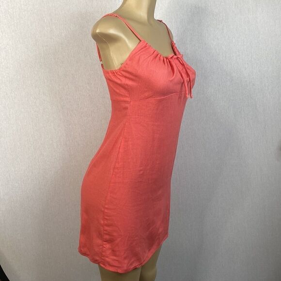 Bebop Juniors Sz 3 Coral linen adjustable spaghetti strap dress. Great Condition - Picture 2 of 10